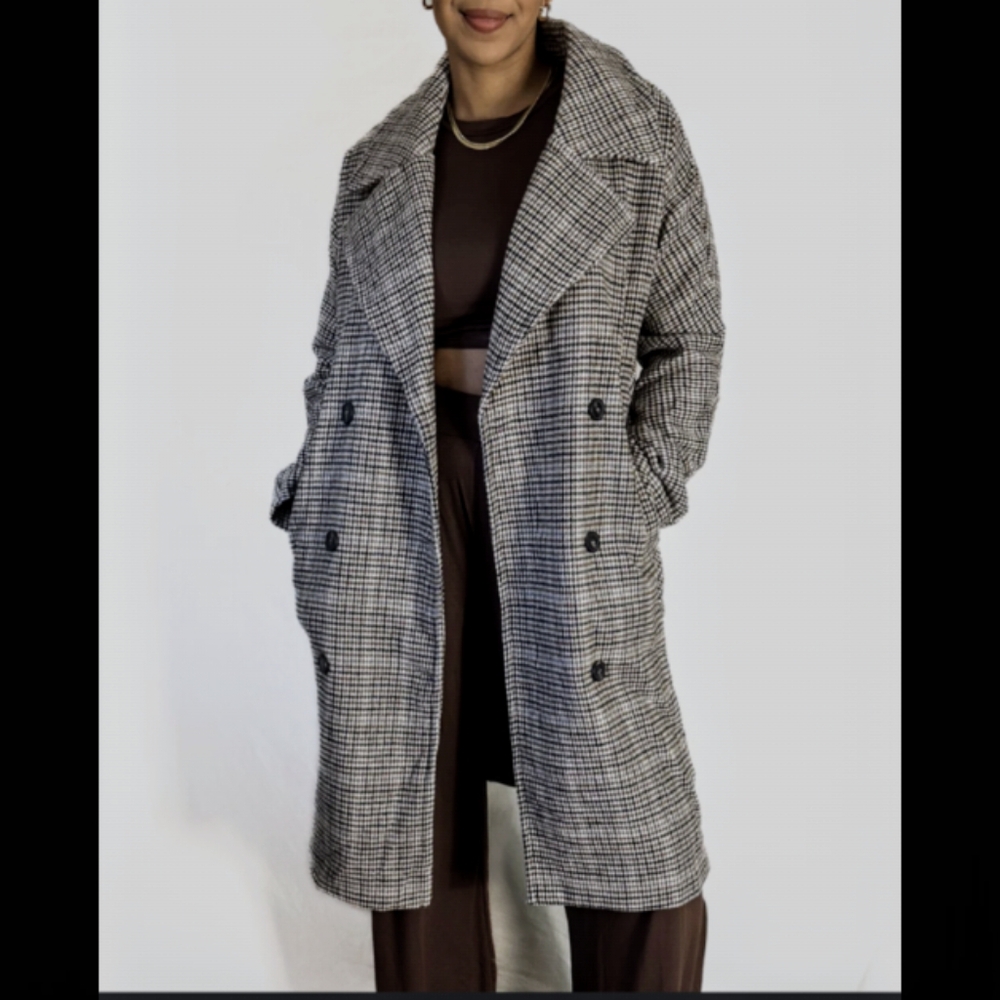PROMESA houndstooth loose trench coat S